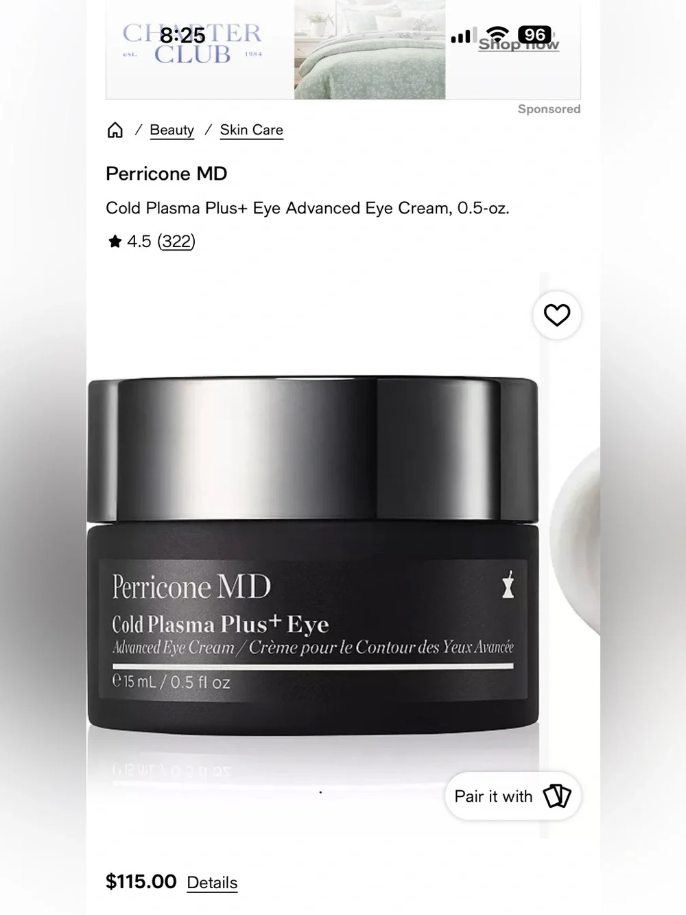 Perricone MD Cold Plasma Plus+ Eye Cream in Black and White